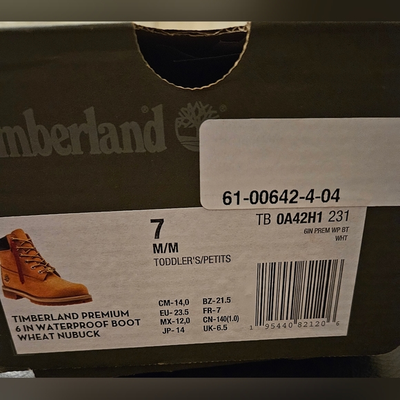 Timberland Waterproof Wheat boots 7 toddler - Picture 3 of 3
